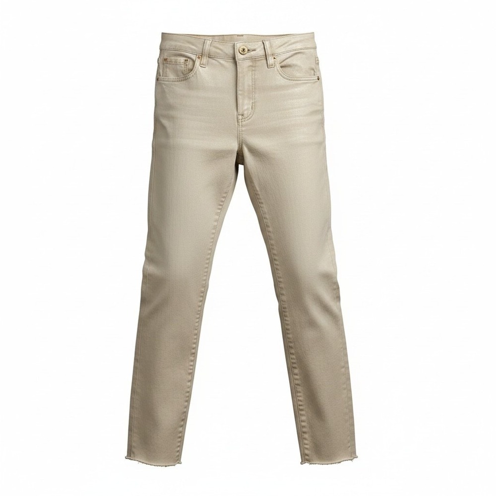 Kut from the Kloth Charlize Fab Ab Cigarette Leg Metallic Jeans Champagne